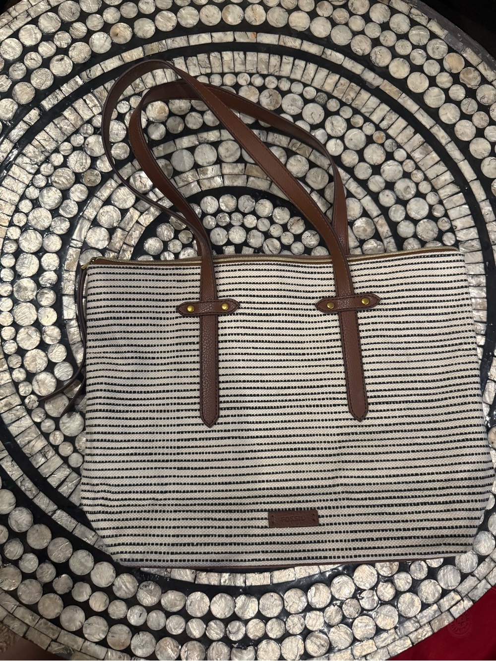 Fossil Felicity Tote with Brown Leather Handles
